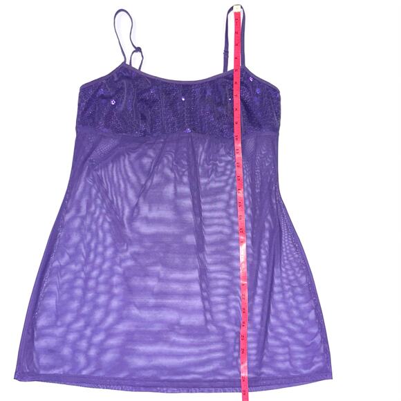 Vintage Victoria’s Secret Y2K Fairy Purple Sequin Mesh Babydoll Slip Dress M - Picture 13 of 13